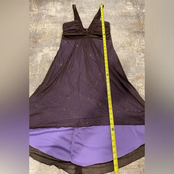 VTG Y2K City Triangles High Low V Neck Sparkle Dress Sz Medium Evening Cocktail - Picture 8 of 9